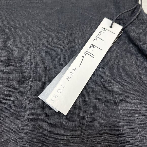 Nicole Miller Skirt‎ Womens XL Black Linen Midi High Slit Capsule Minimalist - Picture 7 of 12